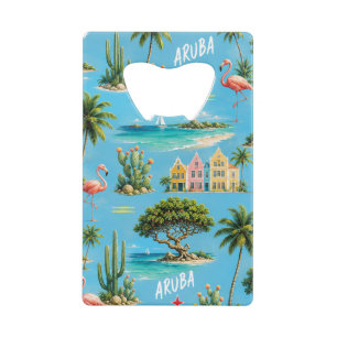 Aruba Caribisch eiland vuurtoren reis souvenir Kredietkaart Flessenopener