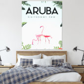 Aruba Caribisch Zee Flamingo | Grappige Flamingo Canvas Afdruk (Insitu (Slaapkamer))