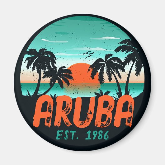 Aruba Caribisch Zee Retro Sunset Souvenirs Magneet (Voorkant)
