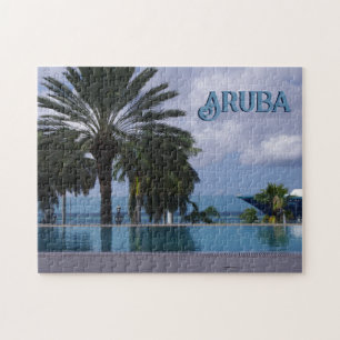 Aruba Cruise Schilderachtig Palmtree Briefkaart Legpuzzel