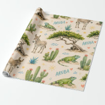 Aruba divi boom, ezel, leguaan, cactus