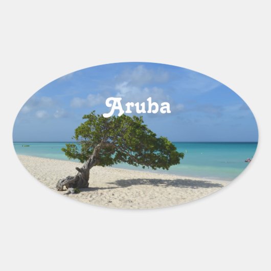 Aruba Divi Divi Tree Ovale Sticker (Voorkant)