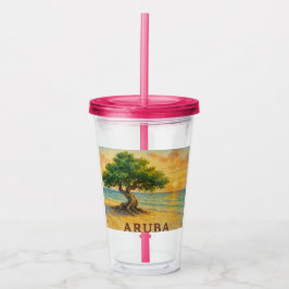 Aruba Eagle Beach Divi Tree Golden Hour Acryl Drinkbeker
