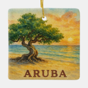 Aruba Eagle Beach Divi Tree Gouden Uur Keramisch Ornament