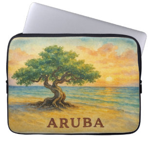 Aruba Eagle Beach Divi Tree Gouden Uur Laptop Sleeve