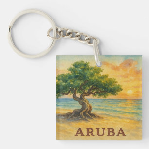 Aruba Eagle Beach Divi Tree Gouden Uur Sleutelhanger