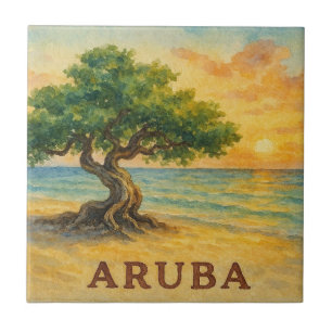 Aruba Eagle Beach Divi Tree Gouden Uur Tegeltje