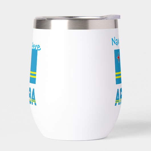 Aruba en Arubaanse vlag Blauwe Personalisatie (Links)