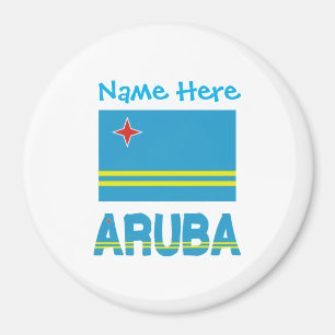 Aruba en Arubaanse vlag Blauwe Personalisatie Magneet