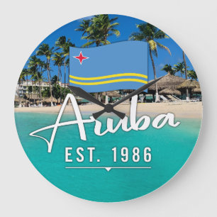 "Aruba Est. 1986" strand met vlag Grote Klok