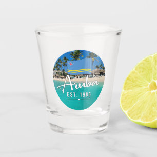 "Aruba Est. 1986" strand met vlag Shot Glas
