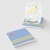 Aruba Flag Emblem Stenen Onderzetter (Zijkant)