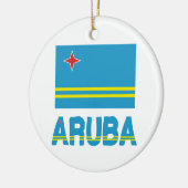 Aruba Flag en Word Keramisch Ornament (Links)