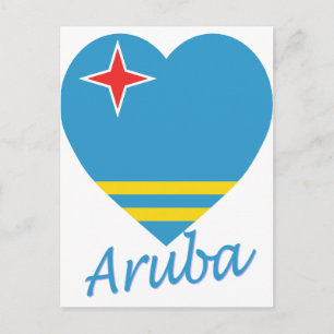 Aruba Flag Heart Briefkaart