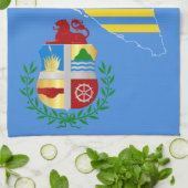 Aruba Flag Map & Emblem Theedoek (Gevouwen)