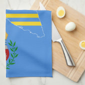 Aruba Flag Map & Emblem Theedoek (Quarter Fold)