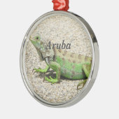Aruba Green Iguana Metalen Ornament (Links)