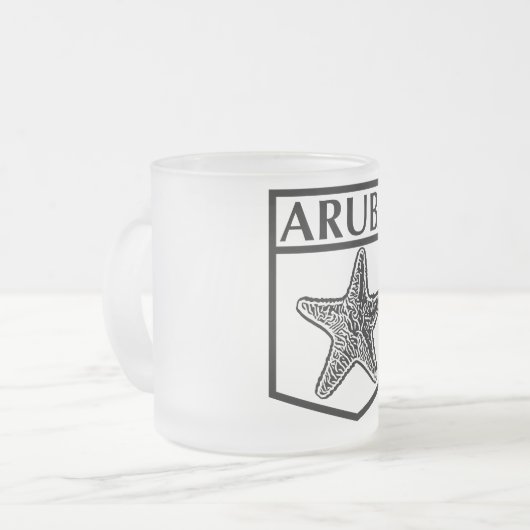 Aruba Island Design - Frosted 10 oz Frosted Glass Matglas Koffiemok (Voorkant links)