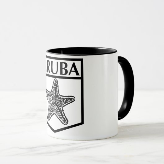 Aruba Island Design - Noir 11 oz Combo Mug (Devant droit)