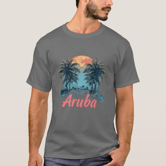 Aruba Island Design (versie 2) - Basic Dark T-Shi T-shirt (Voorkant)