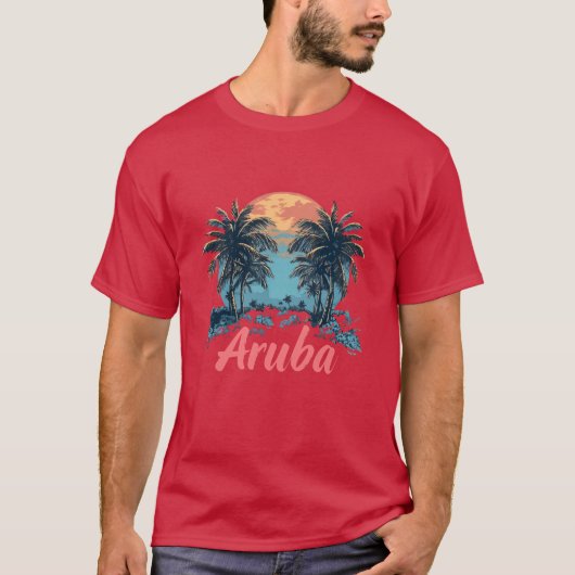 Aruba Island Design (versie 2) - Basic Dark T-Shi T-shirt (Voorkant)