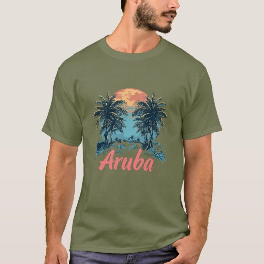 Aruba Island Design (versie 2) - Basic Dark T-Shi T-shirt (Voorkant)