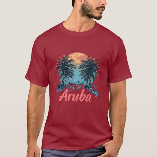Aruba Island Design (versie 2) - Basic Dark T-Shi T-shirt (Voorkant)