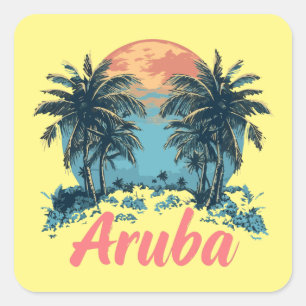 Aruba Island Design (Version 2) - Stickers Carrés