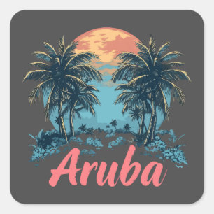 Aruba Island Design (Version 2) - Stickers Carrés