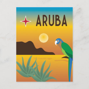 Aruba kleurrijke Caribische illustratie Briefkaart