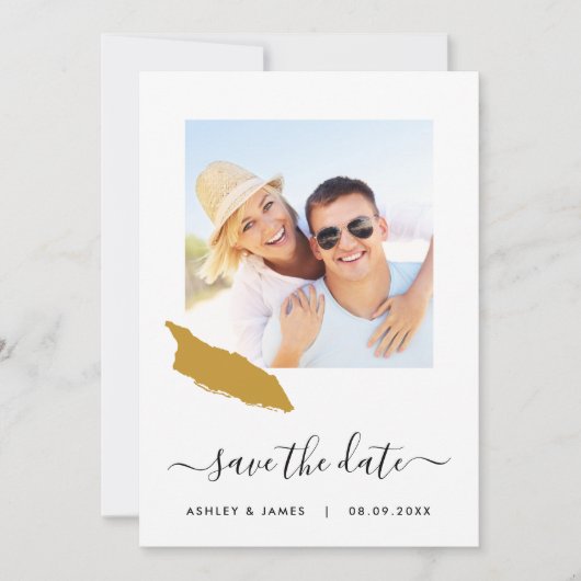 Aruba Map Foto Weddenschap Save the Date Card (Voorkant)