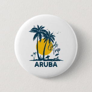 Aruba Meisjes reis 2025 Familievakantie Ronde Button 5,7 Cm