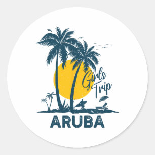 Aruba Meisjes reis 2025 Familievakantie Ronde Sticker