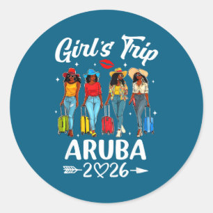 Aruba Meisjesreis 2026 Verjaardag Ronde Sticker
