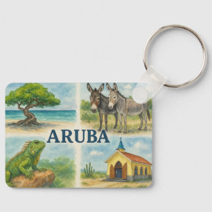 Aruba multiview aquarel sleutelhanger
