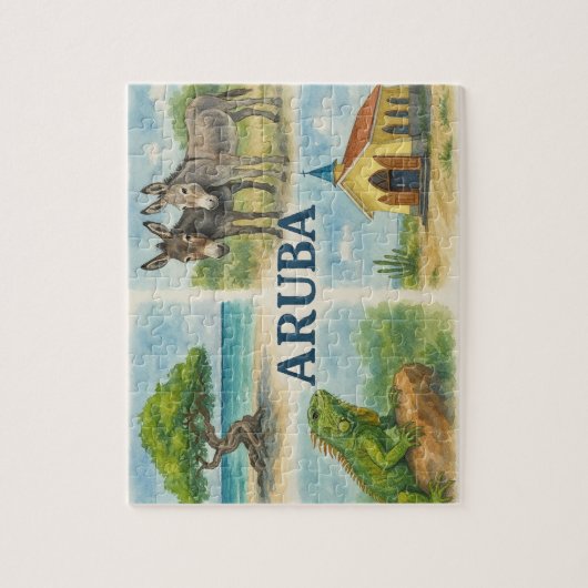 Aruba multiweergave waterverf legpuzzel (Verticaal)