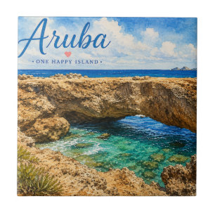 Aruba Natuurlijke Brug rotsformatie Caribisch gebi Tegeltje