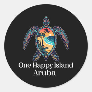 Aruba One Happy Island Aruba Souvenir Vakantie Ik Ronde Sticker