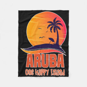 Aruba One Happy Island Beauful Sunset Beach Fleece Deken