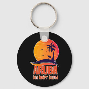 Aruba One Happy Island Beauful Sunset Beach Sleutelhanger