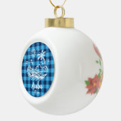 Aruba op Blue Buffalo Check Kerstmis Keramische Bal Ornament (Rechts)