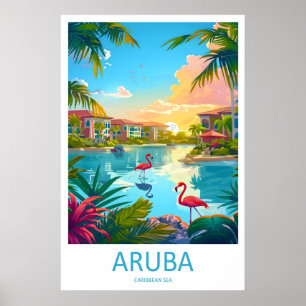 Aruba Reisposter Nationaal Park Ski Vintage Poster