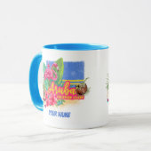 Aruba Retro Caribbean Island met Flamingo  Mok (Voorkant links)