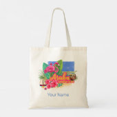 Aruba Retro Caribbean Island met Flamingo Tote Bag (Achterkant)