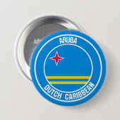 Aruba Round Emblem Ronde Button 7,6 Cm (Voorkant /achterkant)