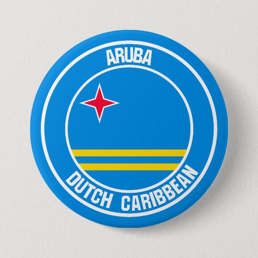 Aruba Round Emblem Ronde Button 7,6 Cm (Voorkant)
