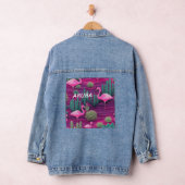 Aruba roze flamingo's denim jacket (Hangar)