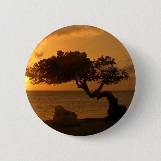 Aruba Sunset Divi Divi Tree Ronde Button 5,7 Cm (Voorkant)