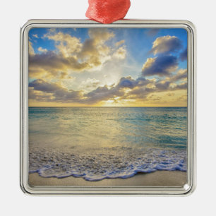 Aruba Sunset over Verplaatsend Zee Metalen Ornament
