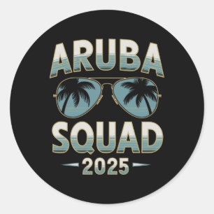 Aruba Vakantie Squad 2025 Bijpassende Familie Vaka Ronde Sticker